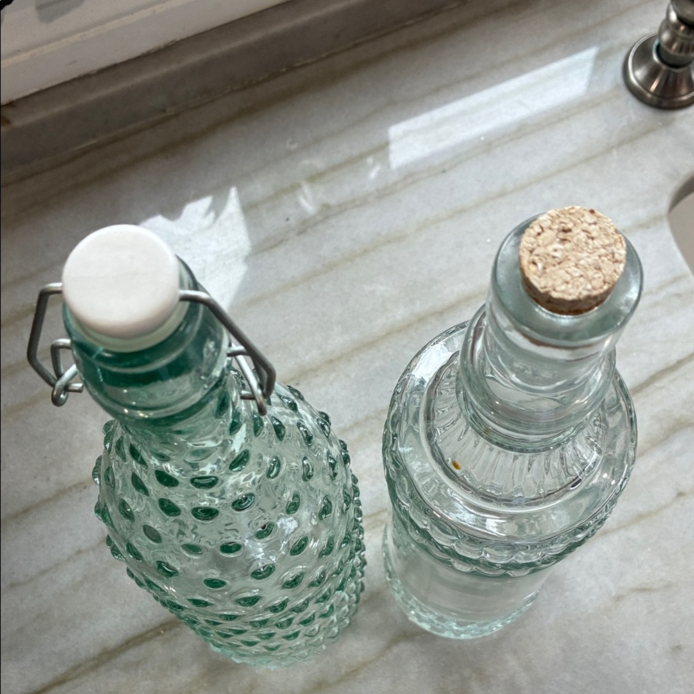 Pier 1 Decorative Glass Bottles - Clear and Light Green - Picture 2 of 8